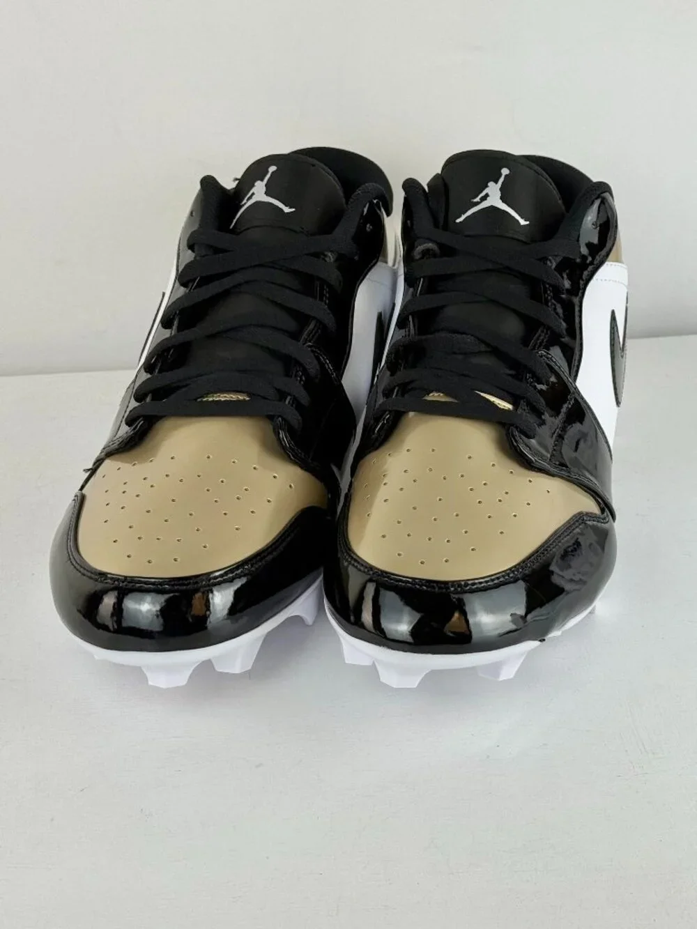 M16 -Nike Air Jordan 1 Retro TD Low Metallic Patent Gold Toe Cleats FJ6245-701